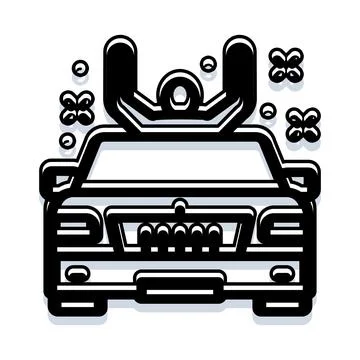 Vehicle getting a wash with bubbles and service Stock Illustration