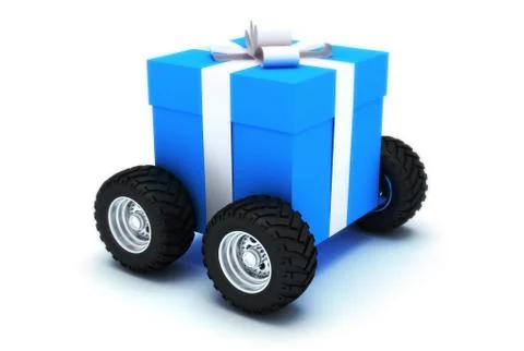 Vehicle gift on wheels Stock Illustration