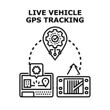 Vehicle gps tracking system analyzing route and location Stock Illustration