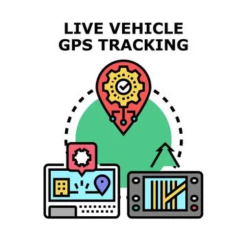 Vehicle gps tracking system analyzing route and location Stock Illustration