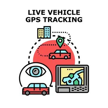 Vehicle gps tracking technology and location monitoring concept Stock Illustration