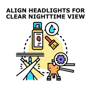 Vehicle headlight alignment and restoration process Stock Illustration