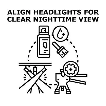 Vehicle headlight alignment and restoration process Stock Illustration