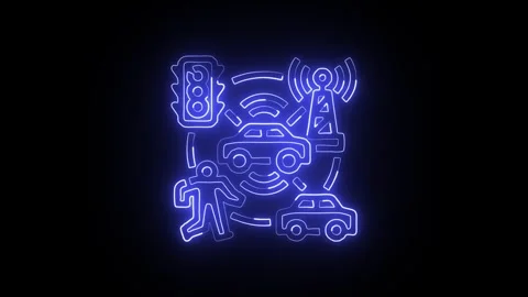 Vehicle Icon Isolated on Black Background, Transport Motion Neon Line Anima.. Stock Footage 324635522