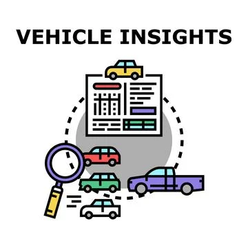 Vehicle insights analyzing car data and analytics Stock Illustration