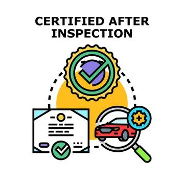 Vehicle inspection and certification process concept Stock Illustration