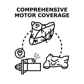 Vehicle insurance concept with motor coverage protecting and servicing Stock Illustration
