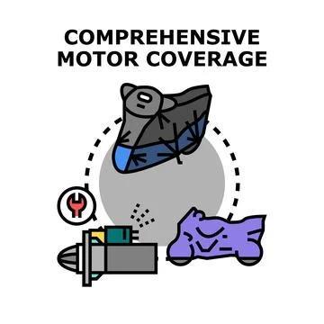 Vehicle insurance concept with motor coverage protecting and servicing Stock Illustration