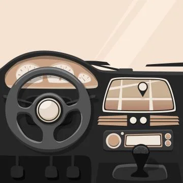 Vehicle interior. Inside car. Vector cartoon illustration Stock Illustration