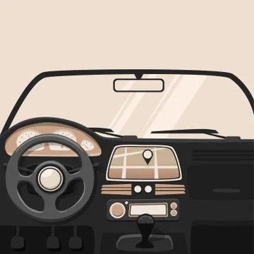 Vehicle interior. Inside car. Vector cartoon illustration Stock Illustration