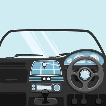 Vehicle interior. Inside car. Vector cartoon illustration Stock Illustration