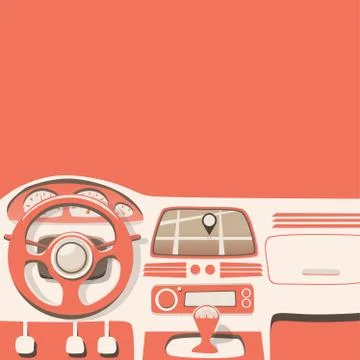 Vehicle interior. Inside car. Vector cartoon illustration Stock Illustration