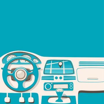 Vehicle interior. Inside car. Vector cartoon illustration Stock Illustration