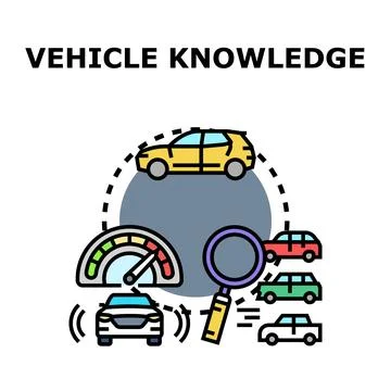 Vehicle knowledge concept exploring smart car information Stock Illustration