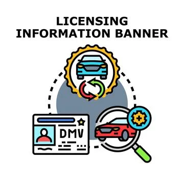 Vehicle licensing information process banner concept Illustrazione stock