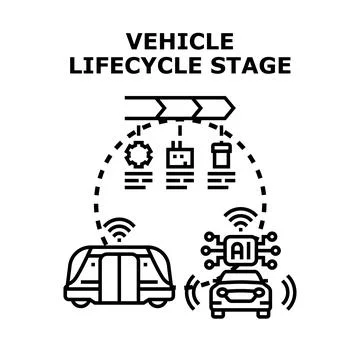 Vehicle lifecycle stage with smart autonomous transport Stock Illustration