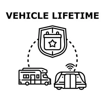 Vehicle lifetime concept with security shield and travel transport 스톡 일러스트