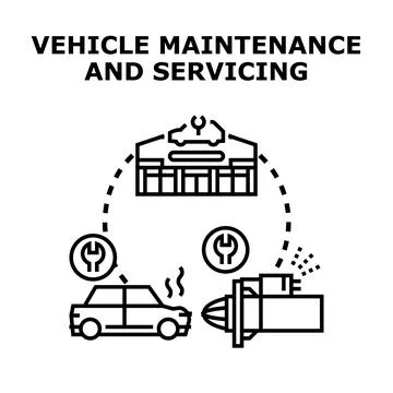 Vehicle maintenance and servicing process concept illustration Stock Illustration