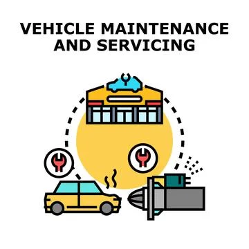 Vehicle maintenance and servicing process concept illustration Stock Illustration