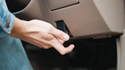 Vehicle maintenance scene with driver opening engine compartment, Driver Stock Footage 327729294