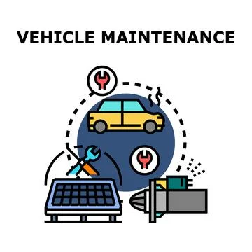 Vehicle maintenance system for modern transport services Stock Illustration