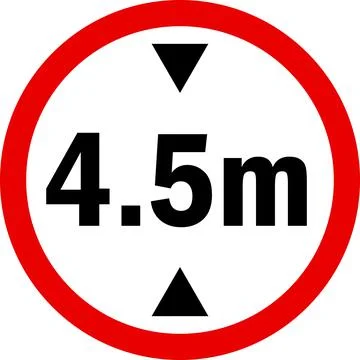 Vehicle maximum height limit 4.5 meter sign. 스톡 일러스트