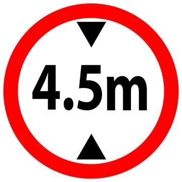 Vehicle maximum height limit 4.5 meter sign. Road safety signs Illustrazione stock
