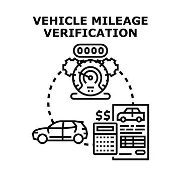 Vehicle mileage verification process for car sales Stock Illustration