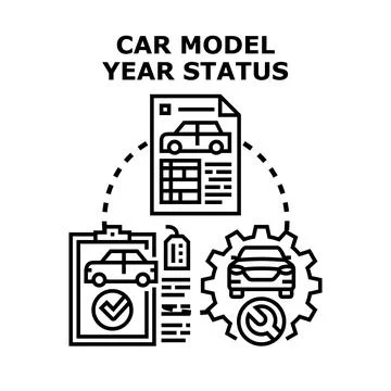 Vehicle model year status analysis and inspection concept Stock Illustration