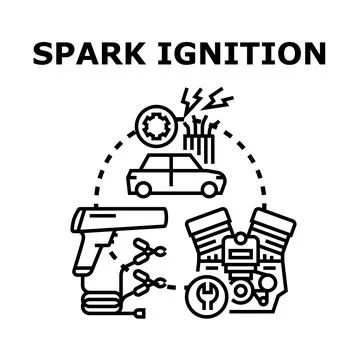 Vehicle motor spark ignition system diagnostics concept Stock Illustration