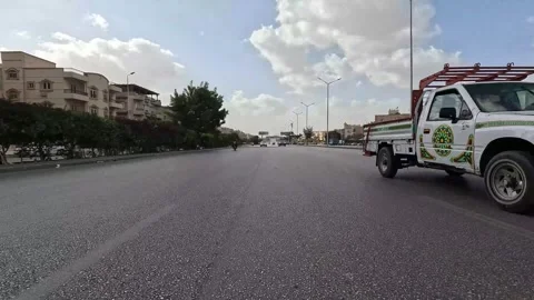 Vehicle Moving Through Modern District Roads New Cairo Showing Buildings Traffic Stock Footage 329658871