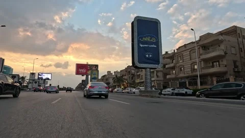 Vehicle Moving Through Modern District Roads New Cairo Showing Buildings Traffic Stock Footage 329899737