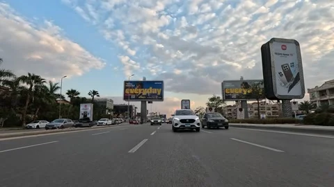 Vehicle Moving Through Modern District Roads New Cairo Showing Buildings Traffic Stock Footage 329952641