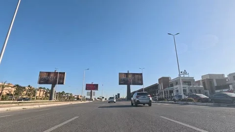 Vehicle Moving Through Modern Streets New Cairo Showing Buildings Traffic Life Stock-Footage 329669161