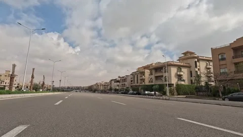 Vehicle Moving Through Refined Residential Neighborhood New Cairo Showing Stock Footage 330109535