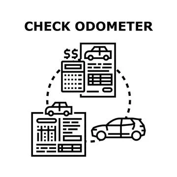 Vehicle odometer check calculation concept for car Illustrazione stock