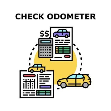 Vehicle odometer check calculation concept for car Illustrazione stock