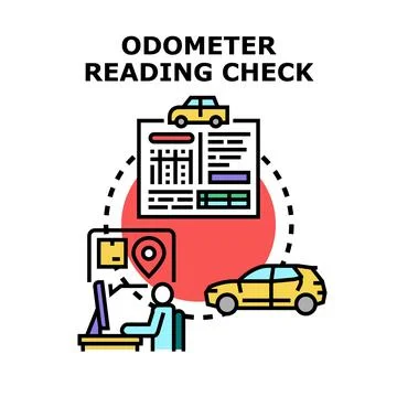 Vehicle odometer reading checking maintenance service concept Stockillustratie