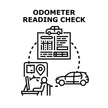 Vehicle odometer reading checking maintenance service concept Illustrazione stock