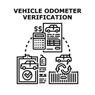 Vehicle odometer verification process for automobile inspection Illustrazione stock