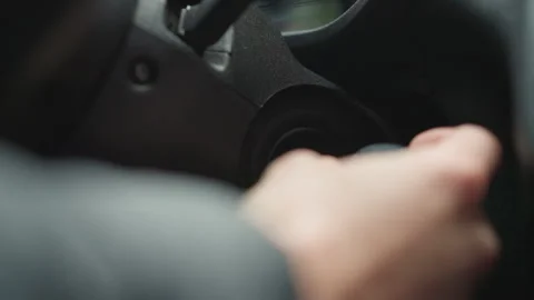Vehicle Owner Inserting Metal Key Into Starter To Start Engine Stock Footage 310515501