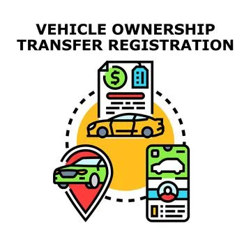 Vehicle ownership transfer registration process icon concept Stock Illustration