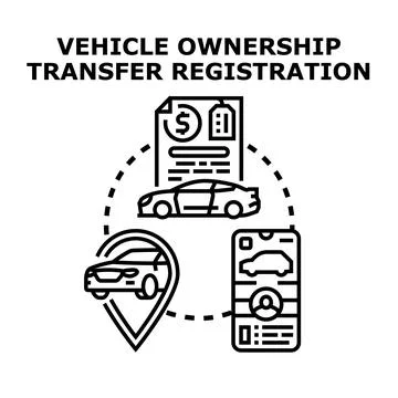 Vehicle ownership transfer registration process icon concept Stock Illustration