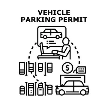 Vehicle parking permit online application and payment concept Stock Illustration