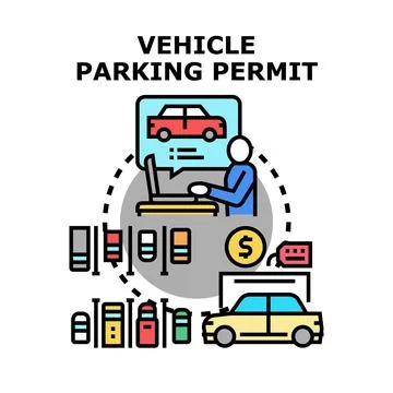Vehicle parking permit online application and payment concept Stock Illustration