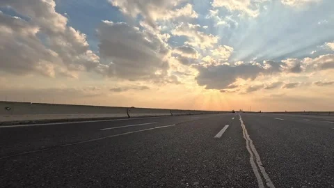 Vehicle Passage Through Cairo Ain Sokhna Desert Road Showing Steady Traffic Flow Stock Footage 329962667
