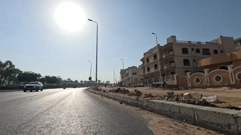 Vehicle Passing Through Active City Roads New Cairo Showing Buildings Traffic Stock Footage 329810262