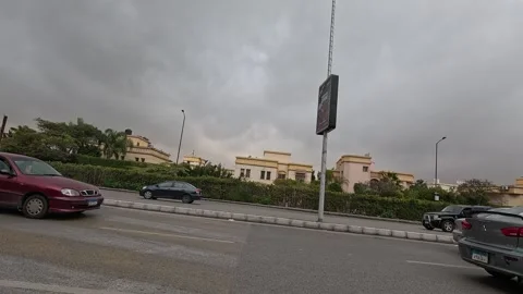 Vehicle Passing Through Bright Streets New Cairo Showing Buildings Traffic Life Stock Footage 330093726