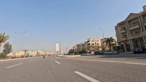 Vehicle Passing Through Broad Urban Roads New Cairo Showing Buildings Traffic Stock Footage 329808212