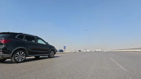 Vehicle Passing Through Calm Urban Roads New Cairo Showing Buildings Traffic Stock Footage 329806872